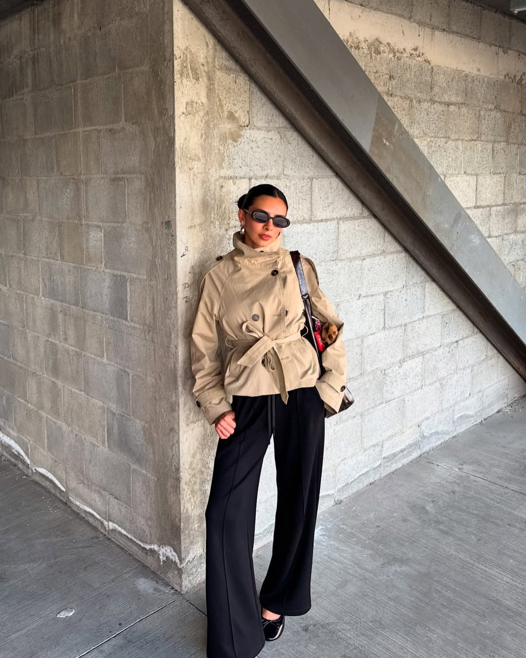 Jenifer - Women's Cropped Double Breasted Trench Coat - photo 1