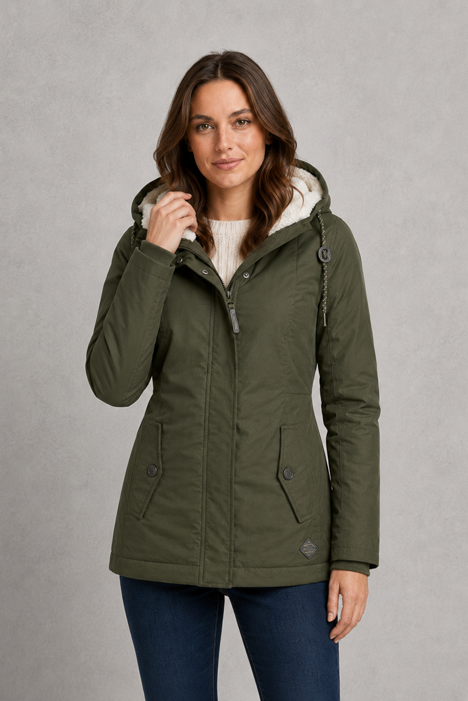 Jenna - Women's Longline Hooded Coat with Fleece Lining - photo 3