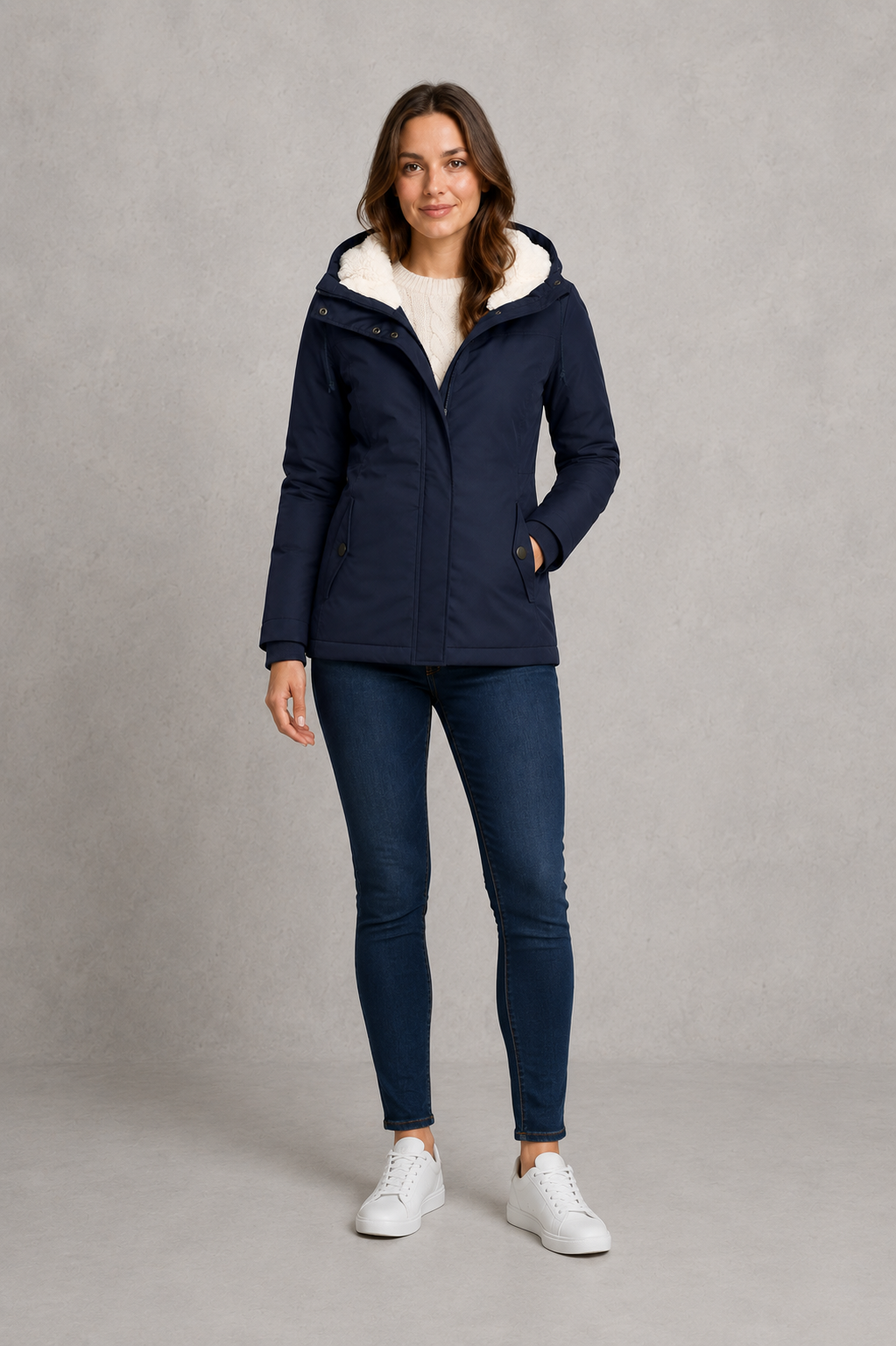 Jenna - Women's Longline Hooded Coat with Fleece Lining - photo 9