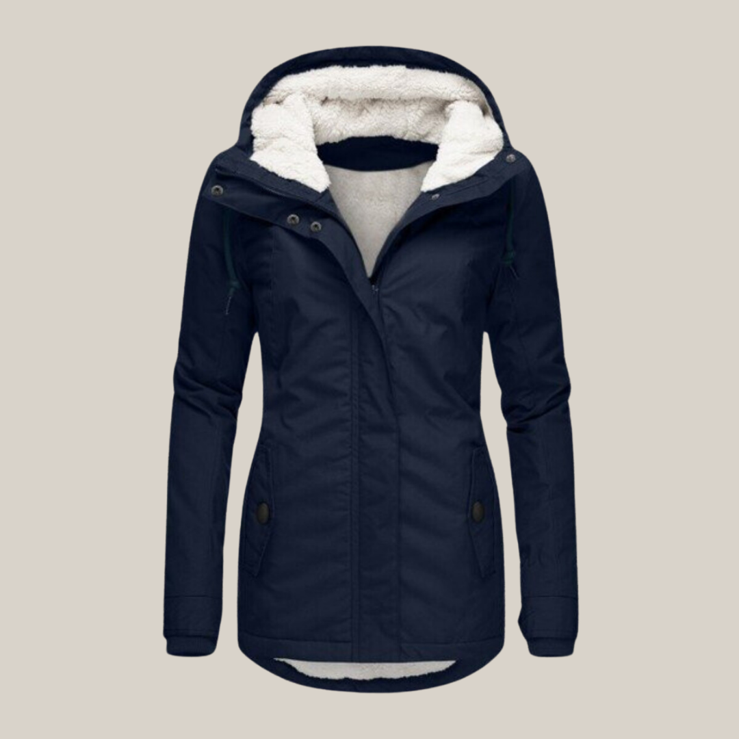 Jessica - Women's Parka with Teddy Lining and Hood - Blue