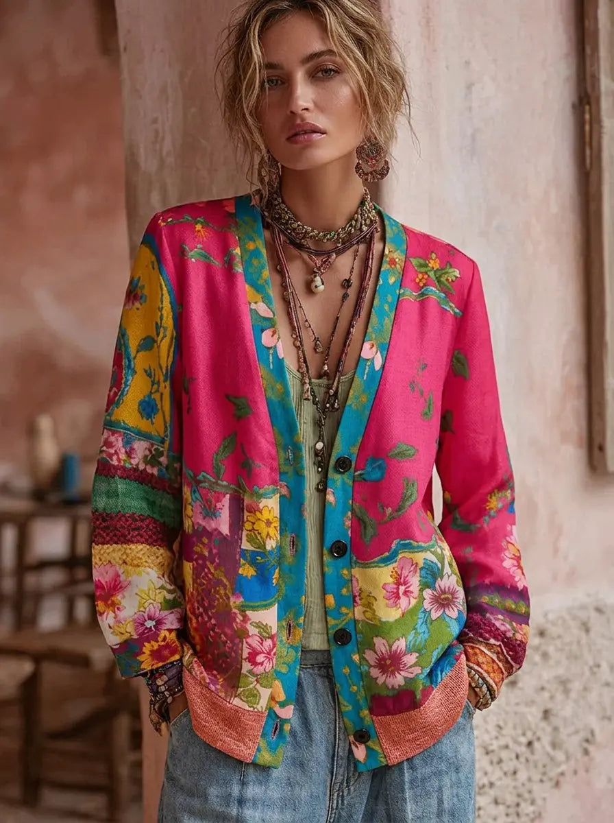 Jillian - Women's Cardigan with Floral Print - photo 1
