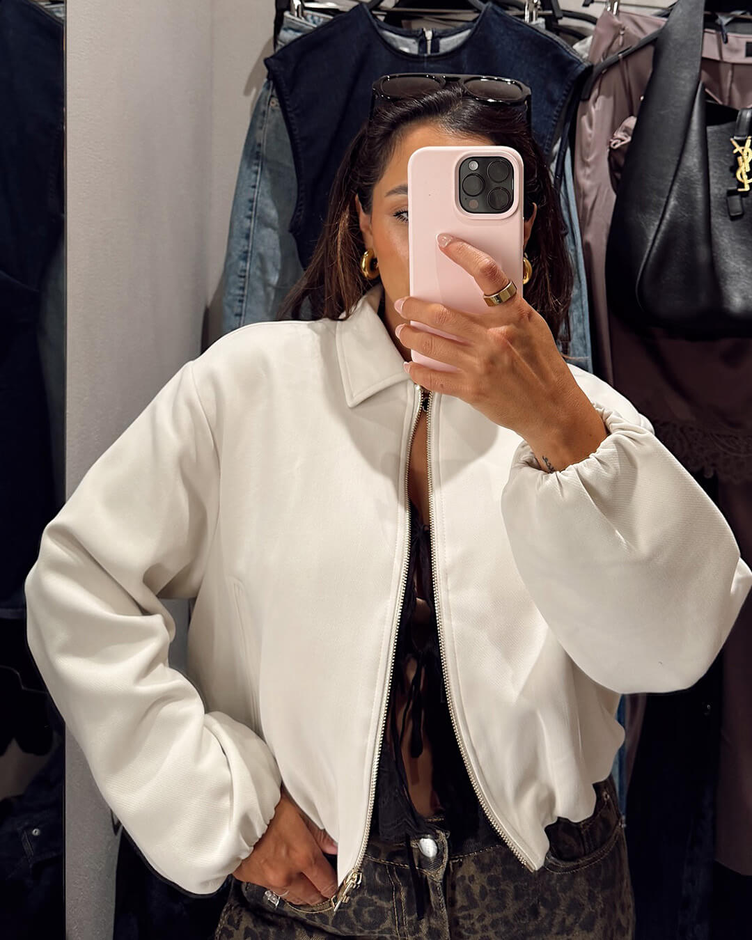 Josephine - Women's Zip-Front Bomber Jacket with Ribbed Cuffs