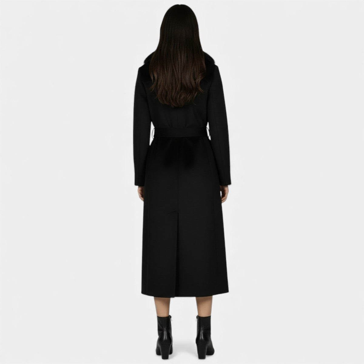 Joy - Women's Wrap Coat with Tie Belt and Side Pockets - photo 5