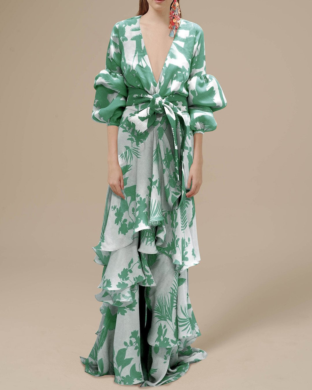 Julitta - Women's Flowing Maxi Dress with Tie Belt - photo 3