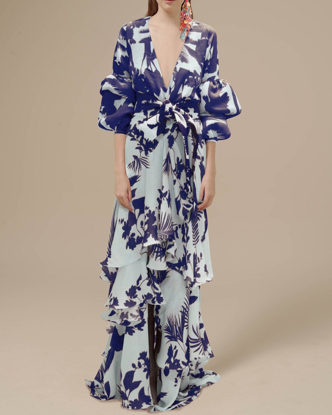 Julitta - Women's Flowing Maxi Dress with Tie Belt - photo 4