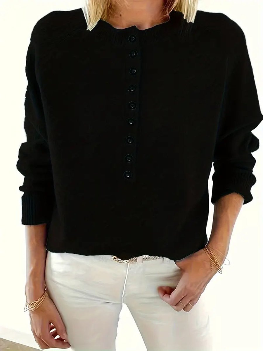 June - Women's Half-button V-neck Long Sleeve Knit Sweater - photo 12
