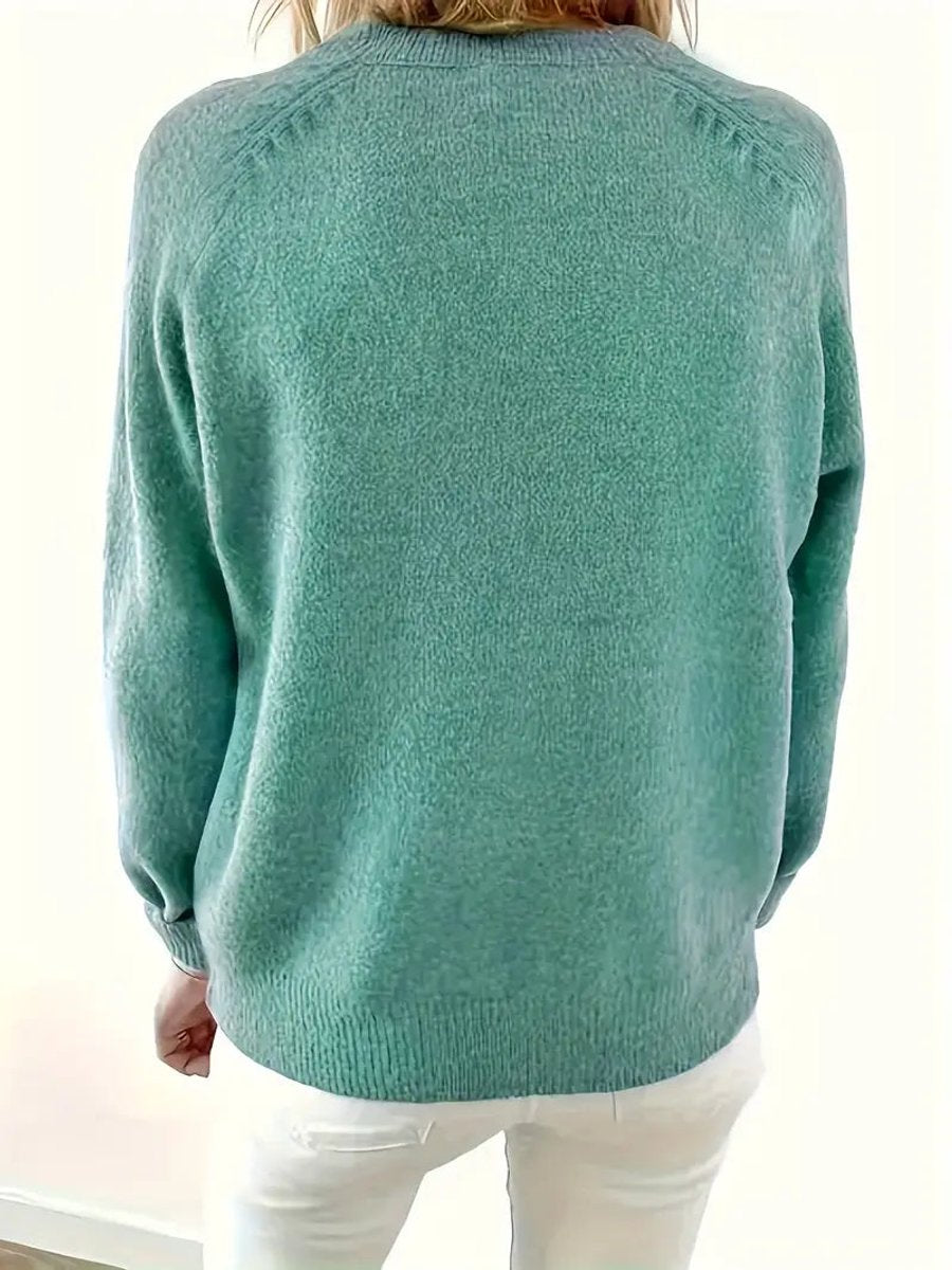 June - Women's Half-button V-neck Long Sleeve Knit Sweater - photo 3