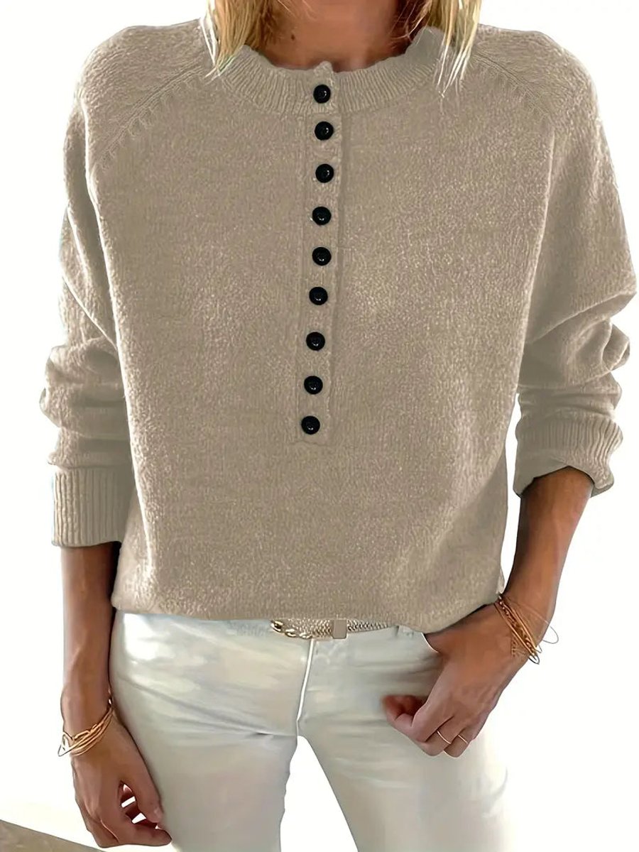 June - Women's Half-button V-neck Long Sleeve Knit Sweater - photo 5