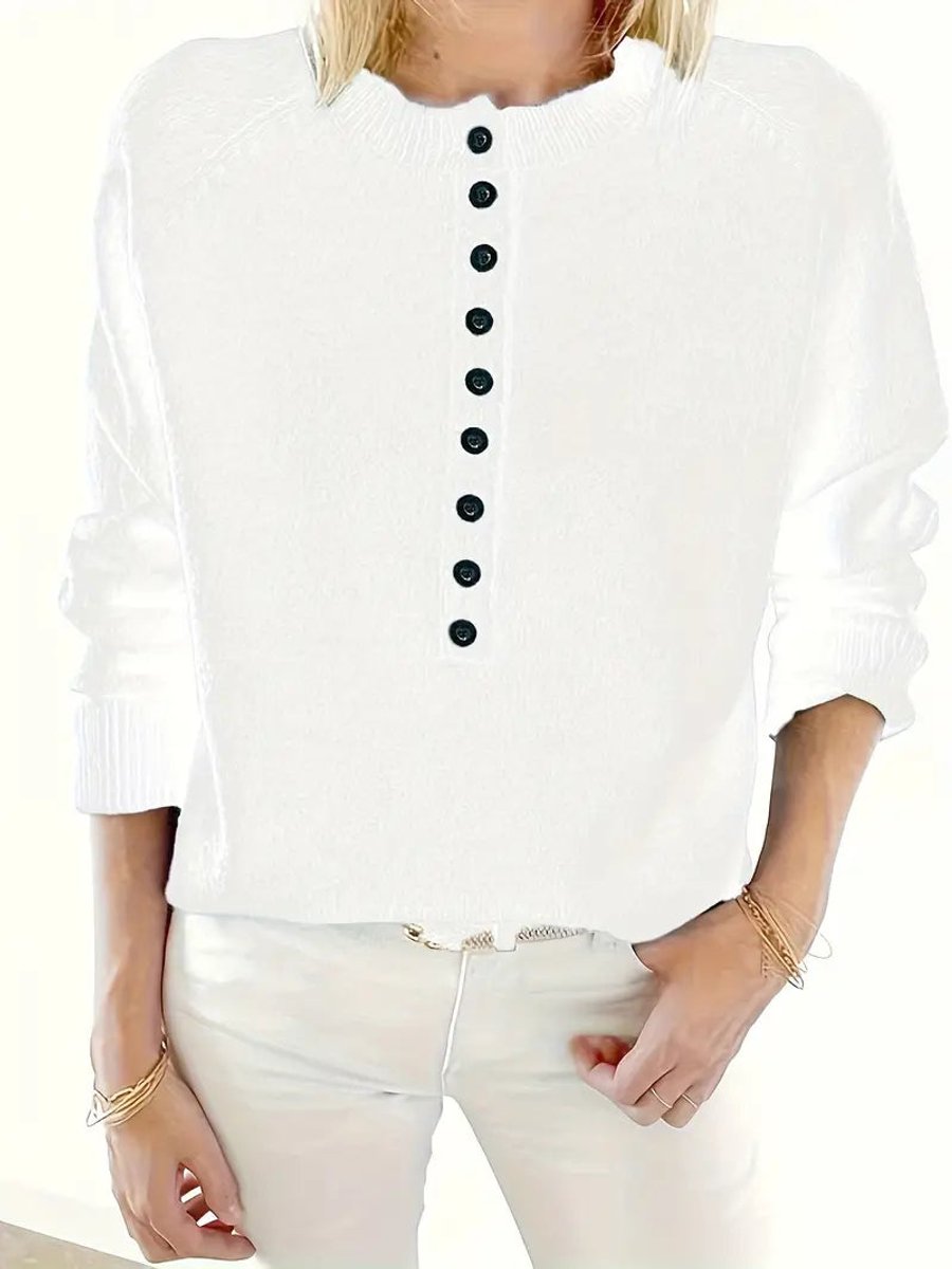 June - Women's Half-button V-neck Long Sleeve Knit Sweater - photo 9