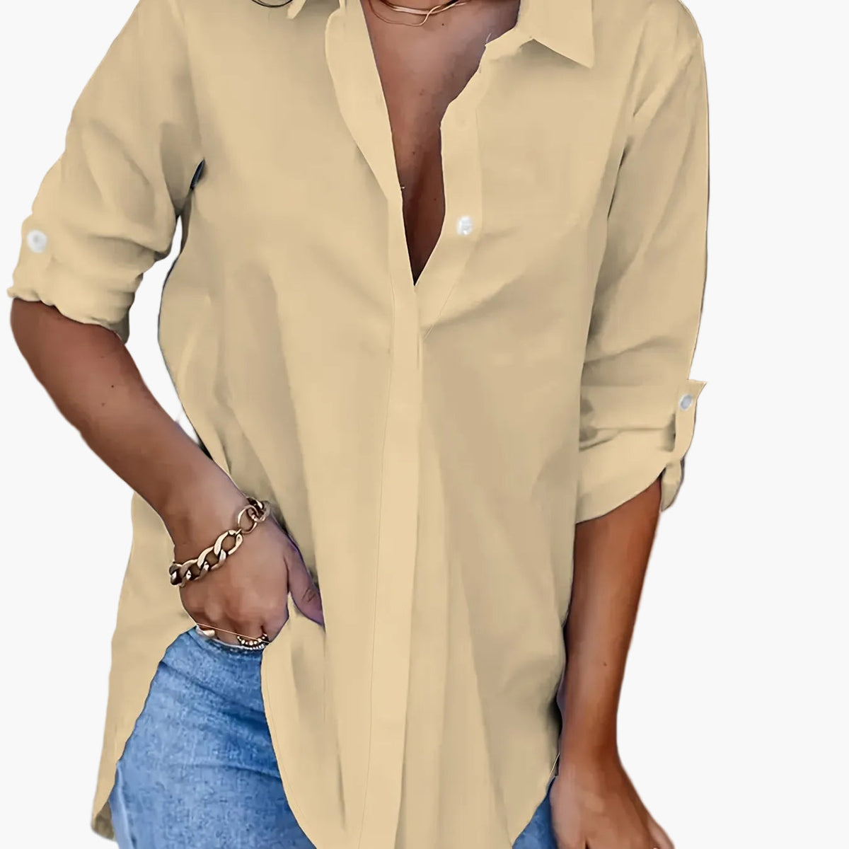 Kaja - Women's Relaxed Shirt Blouse with Button Placket - photo 16