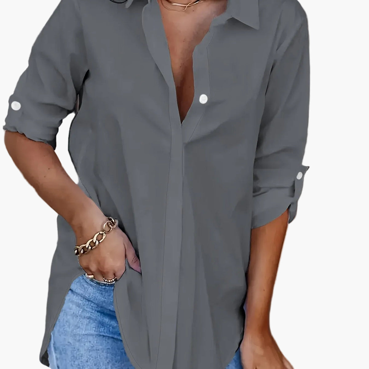 Kaja - Women's Relaxed Shirt Blouse with Button Placket - photo 18