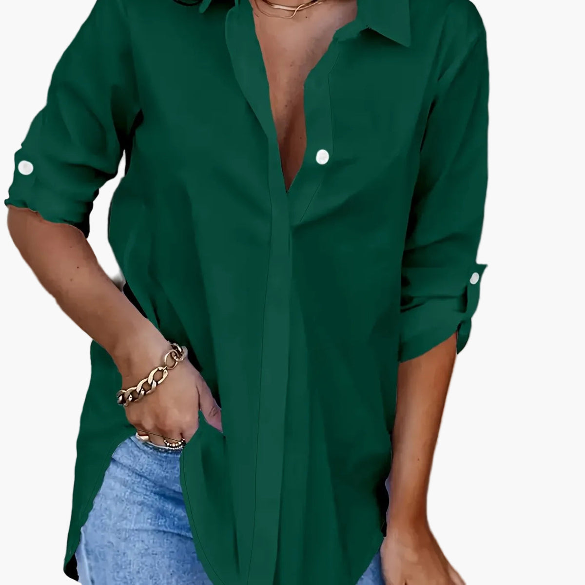 Kaja - Women's Relaxed Shirt Blouse with Button Placket - photo 19