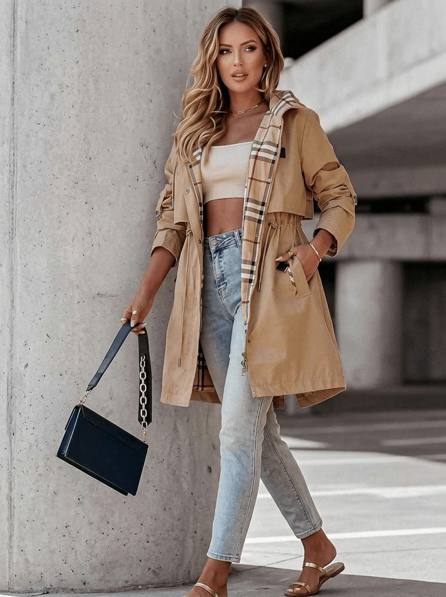 Kerensa - Women's Trench Coat with Hood - photo 2