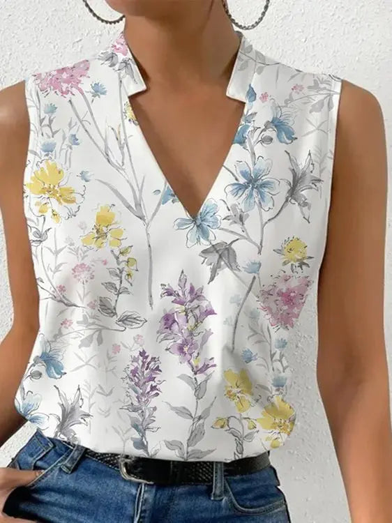 Winifred - Women's Double-Breasted Top with No Sleeves