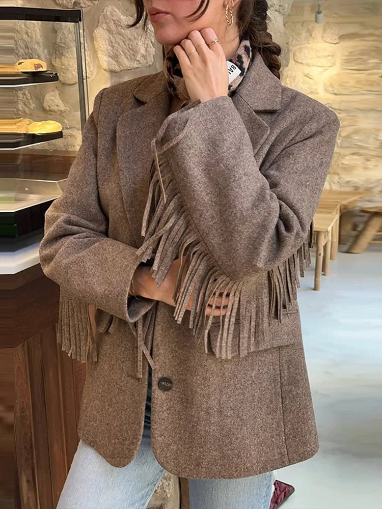Kirstie - Women's Relaxed Coat with Button Front and Collar - photo 3