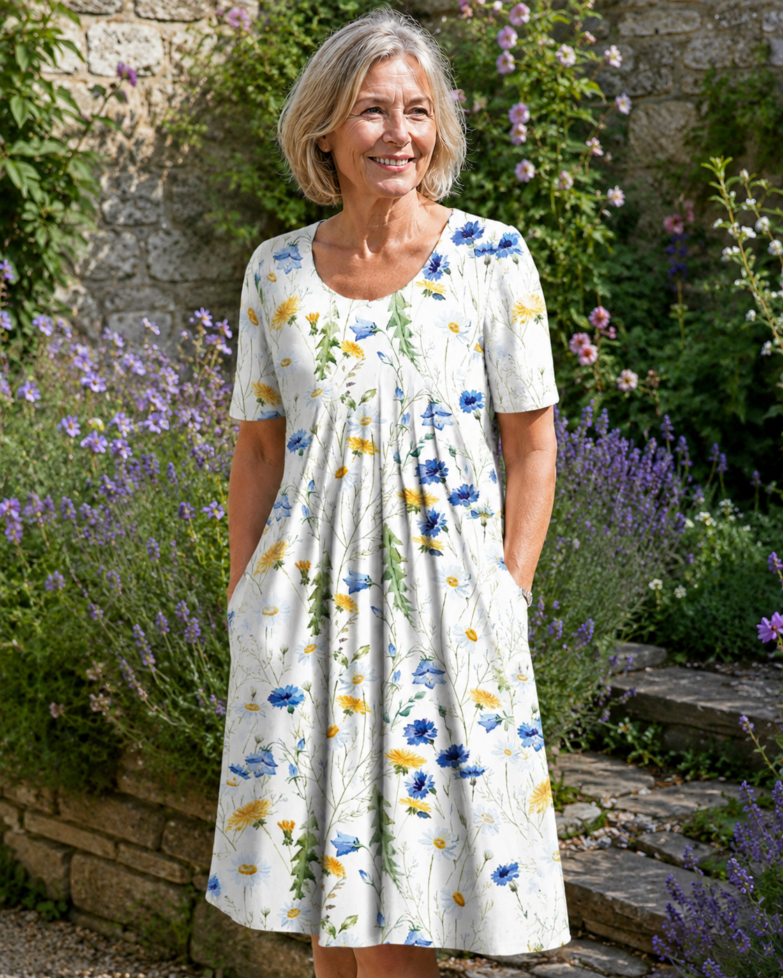 Kit - Women's Wildflower Print Short Sleeve Midi Dress - photo 6