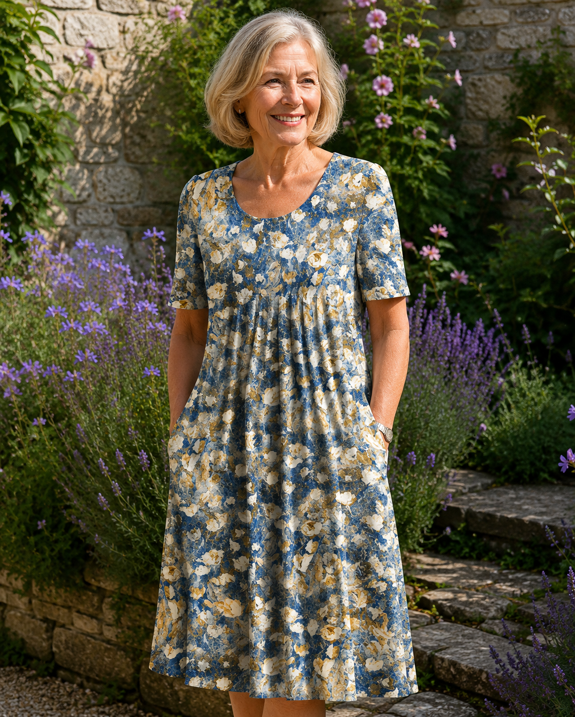 Kit - Women's Wildflower Print Short Sleeve Midi Dress - photo 7