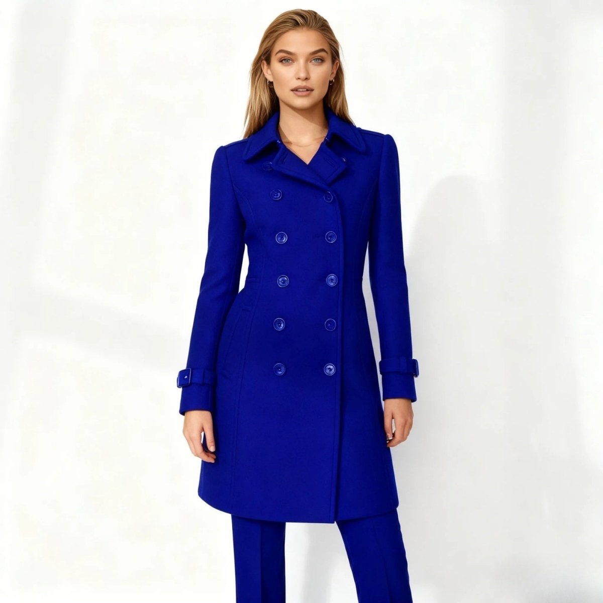 Flor - Trench doppiopetto da donna, capospalla elegante e lungo