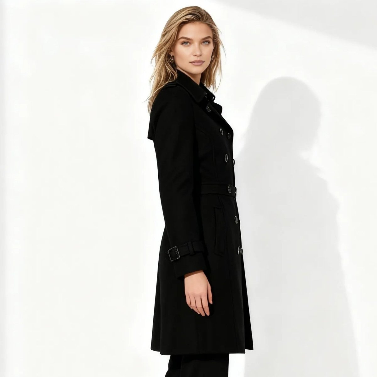Flor - Trench doppiopetto da donna, capospalla elegante e lungo