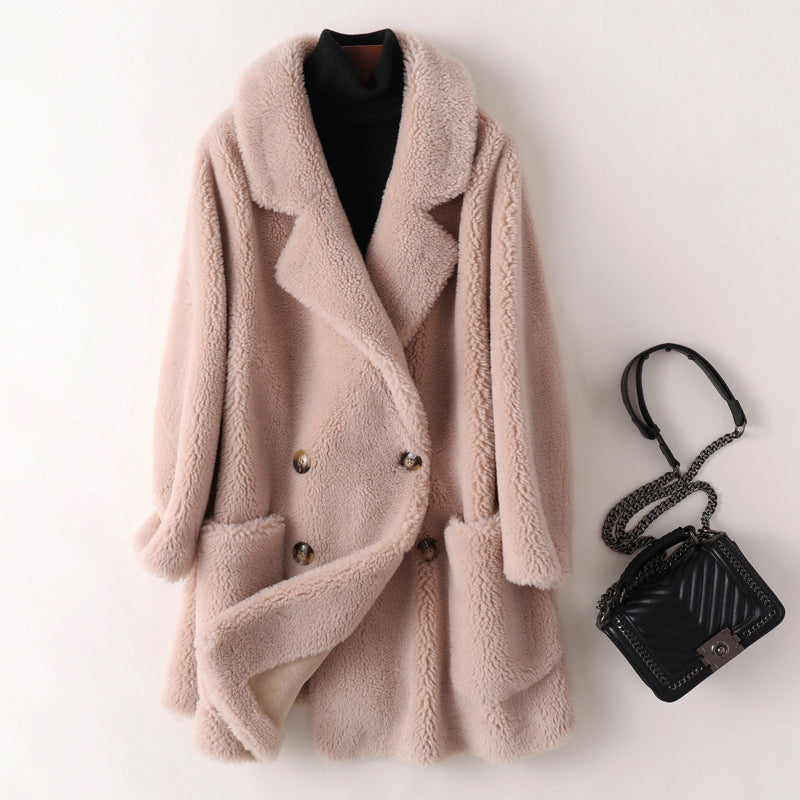 Lara - Women's Relaxed Coat with Shearling Look Lining - photo 3