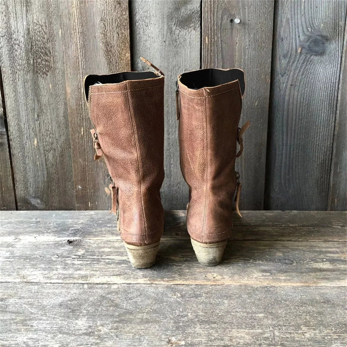Laurel - Women's Mid-Calf Boots with Side Zip and Buckle Strap - photo 5
