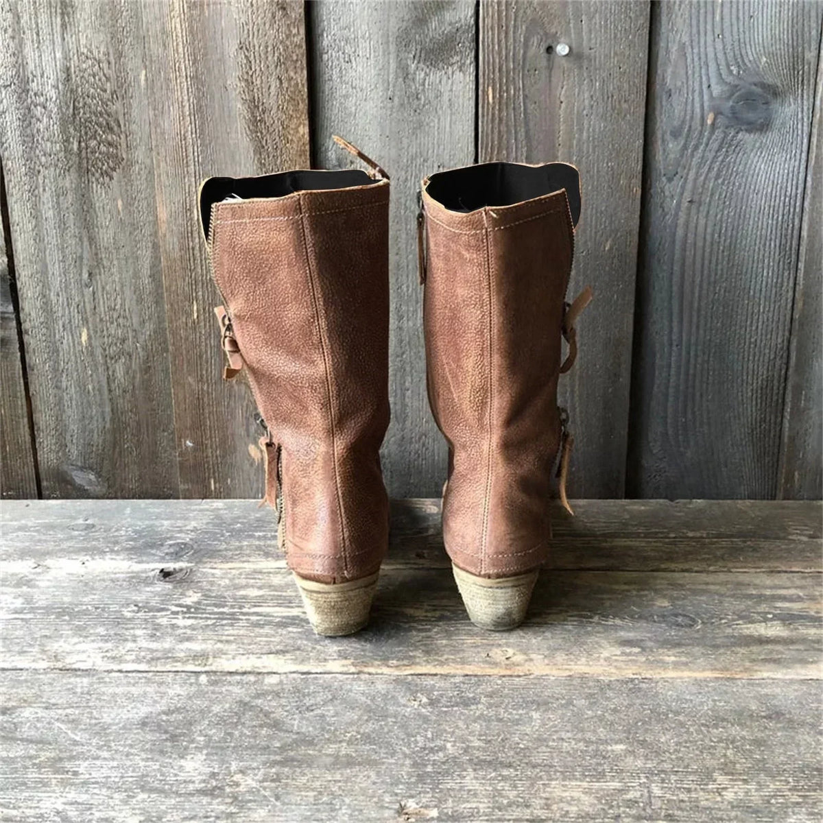 Laurel - Women's Mid-Calf Boots with Side Zip and Buckle Strap - photo 5