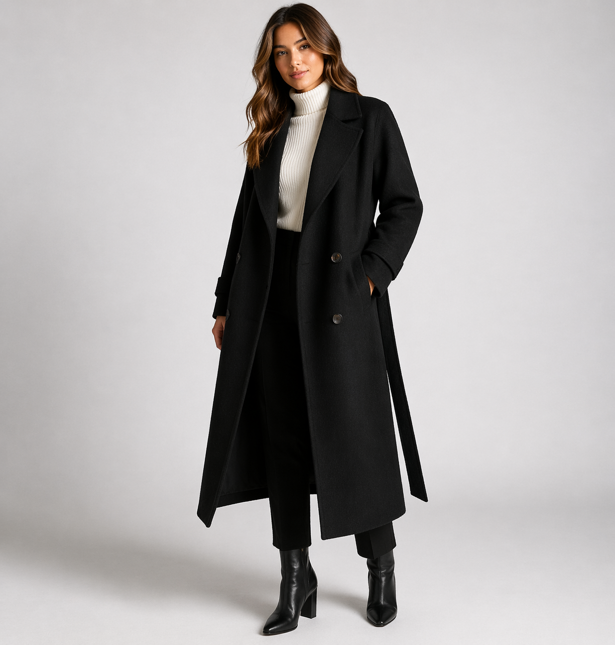 Leigh - Women's Coat with Double-Breasted Front and Side Pockets - photo 2