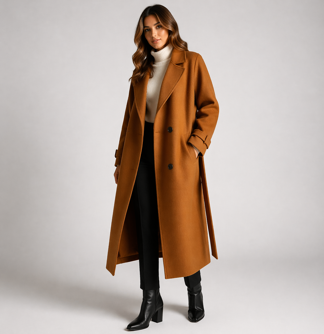 Leigh - Women's Coat with Double-Breasted Front and Side Pockets - photo 3