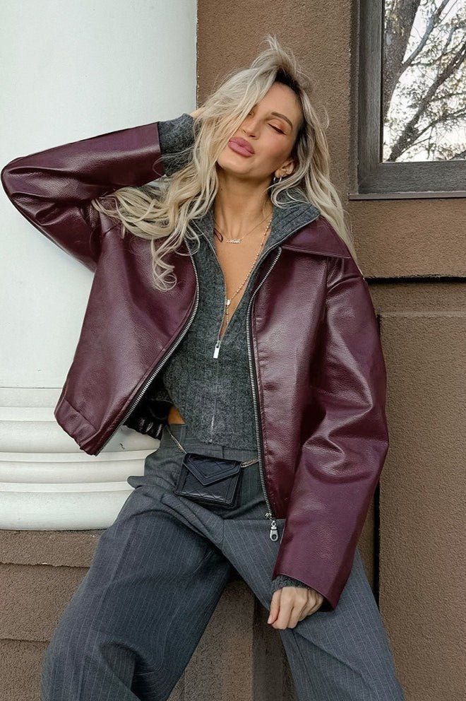 Lilly - Women's Relaxed Biker Jacket with Zip Front - photo 8