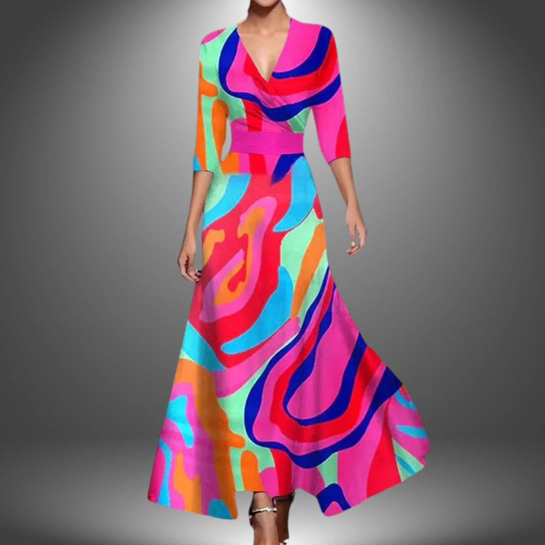 Lisbeth - Women's Maxi Dress with Boho Print and V-Neck - photo 4
