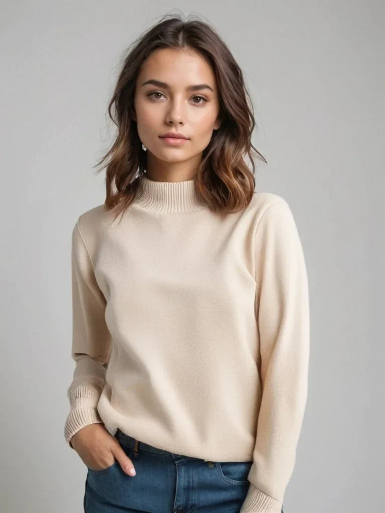 Lisette-Rose - Women's Knitted Jumper with Roll Neck - photo 1