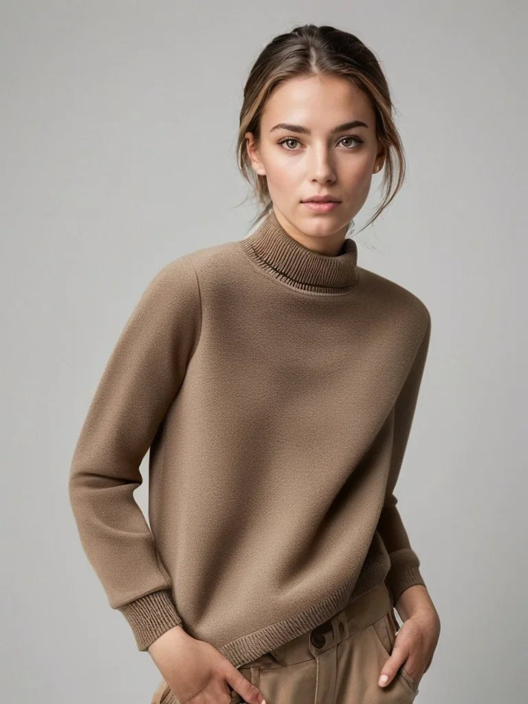 Lisette-Rose - Women's Knitted Jumper with Roll Neck - photo 2