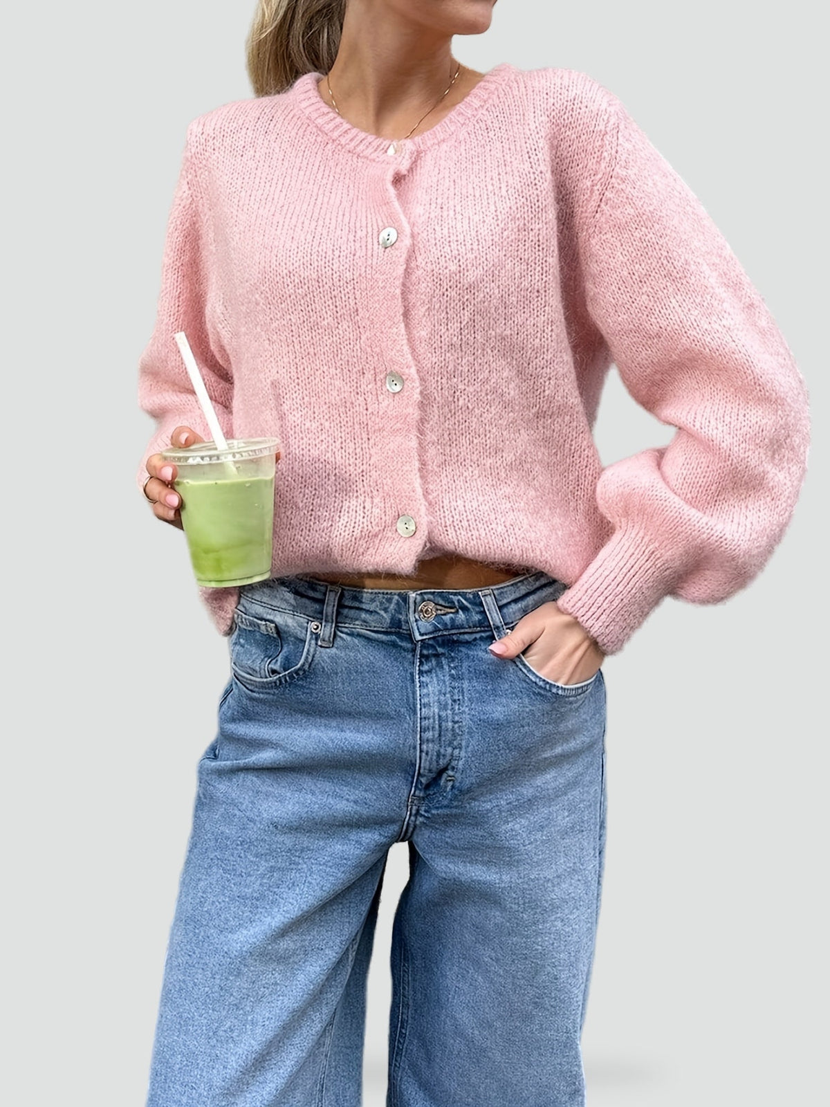 Lottie - Women's Winter Jumper with Button Front - photo 3