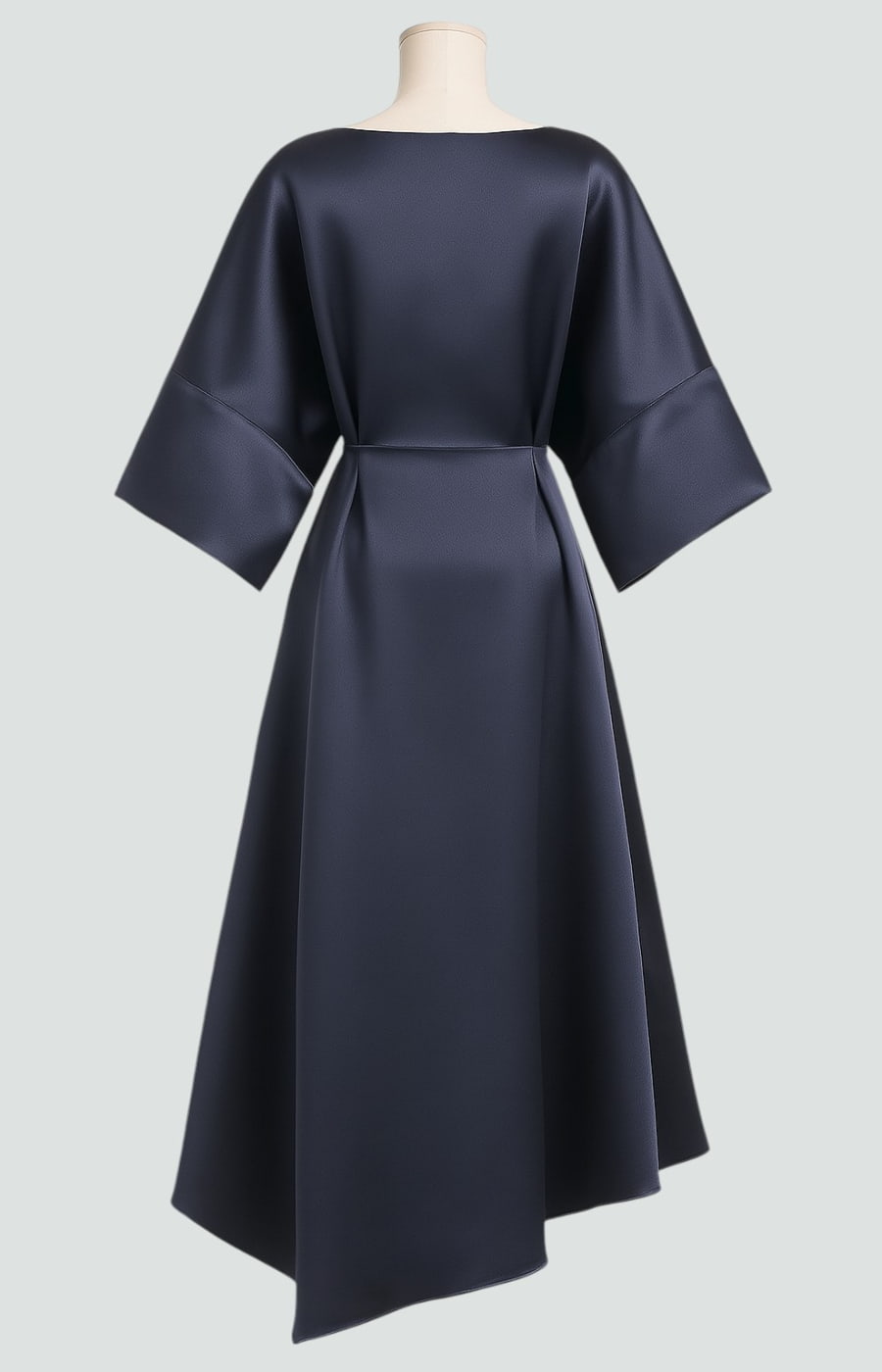 Alberta - Women's Draped Midi Dress with Short Sleeves