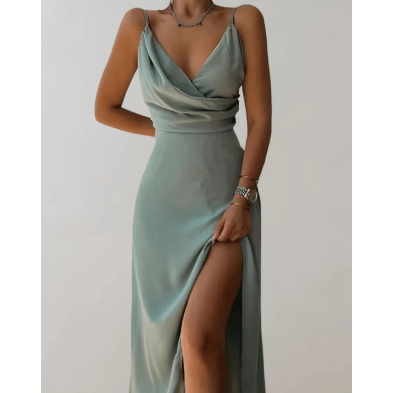 Lucasta - Women's Maxi Dress with Ruching and Side Split - photo 3