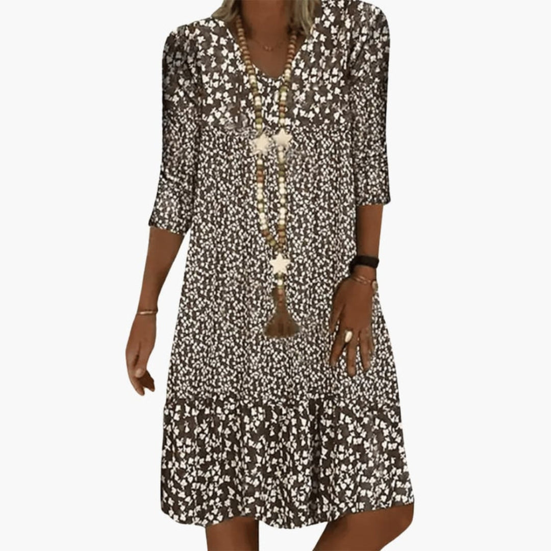 Ludivine - Women's Flowing Midi Dress with V-Neck - photo 3