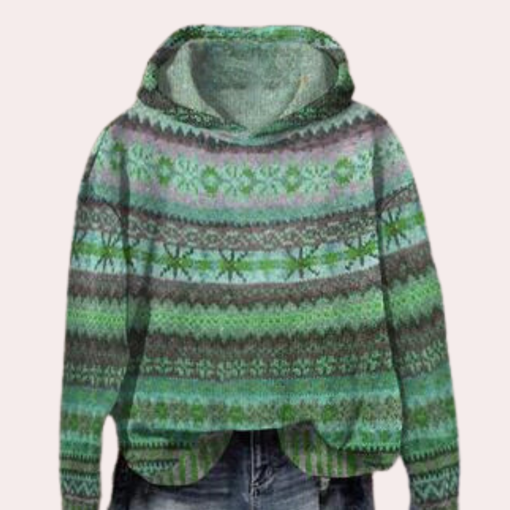 Lydia - Women's Hoodie with Fair Isle and Drop Shoulders - photo 3