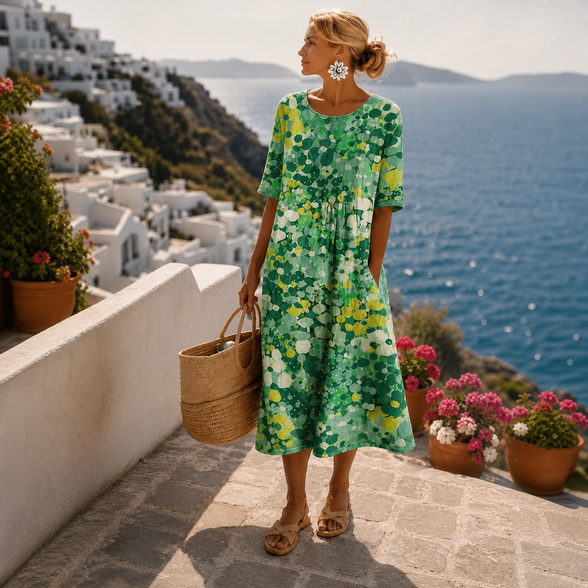 Women's Vintage Floral Midi Dress