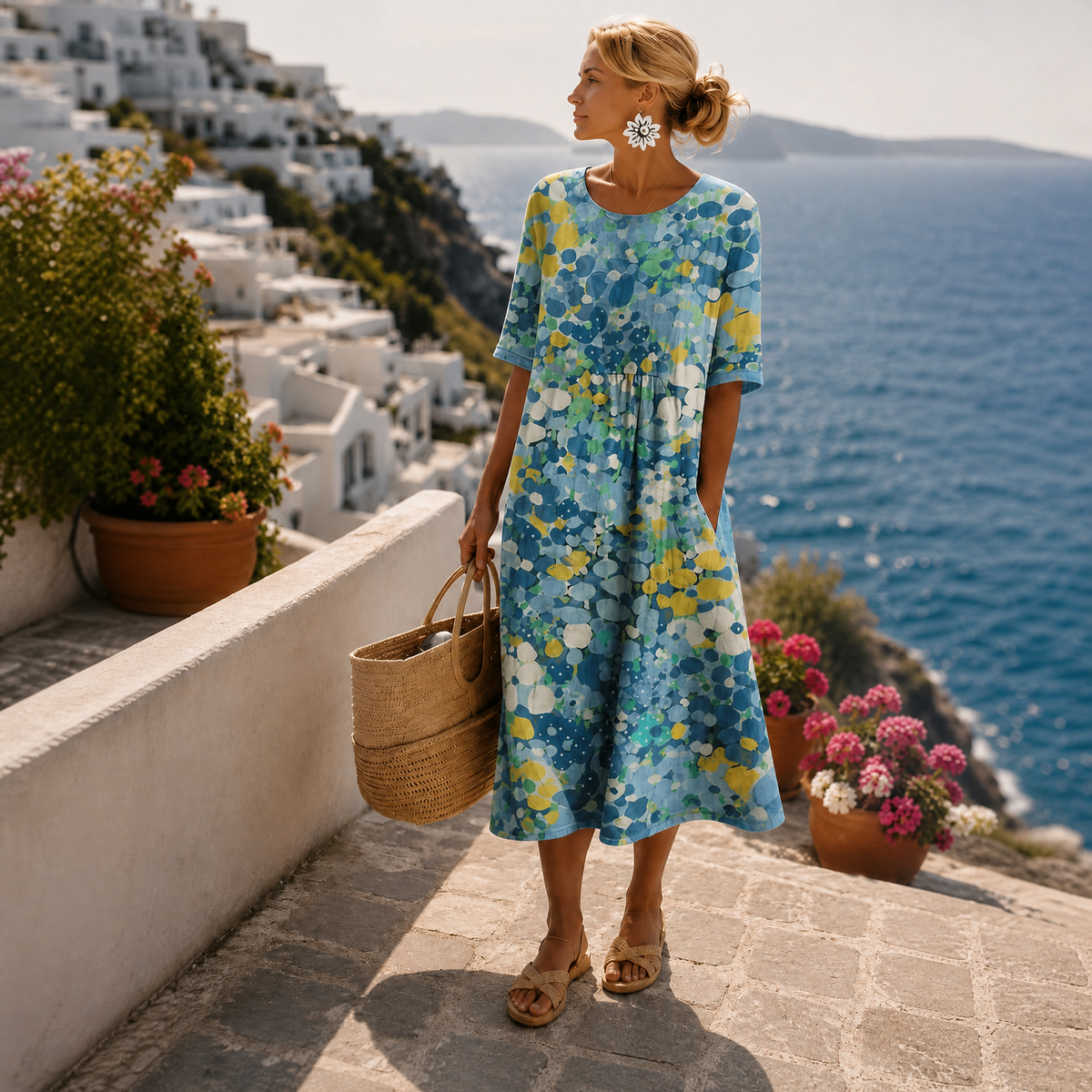Women's Vintage Floral Midi Dress
