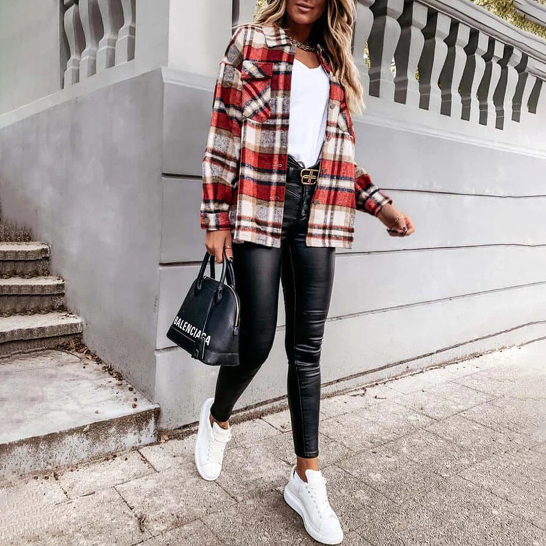 Maisie - Women's Winter Jacket with a Check Pattern - photo 3
