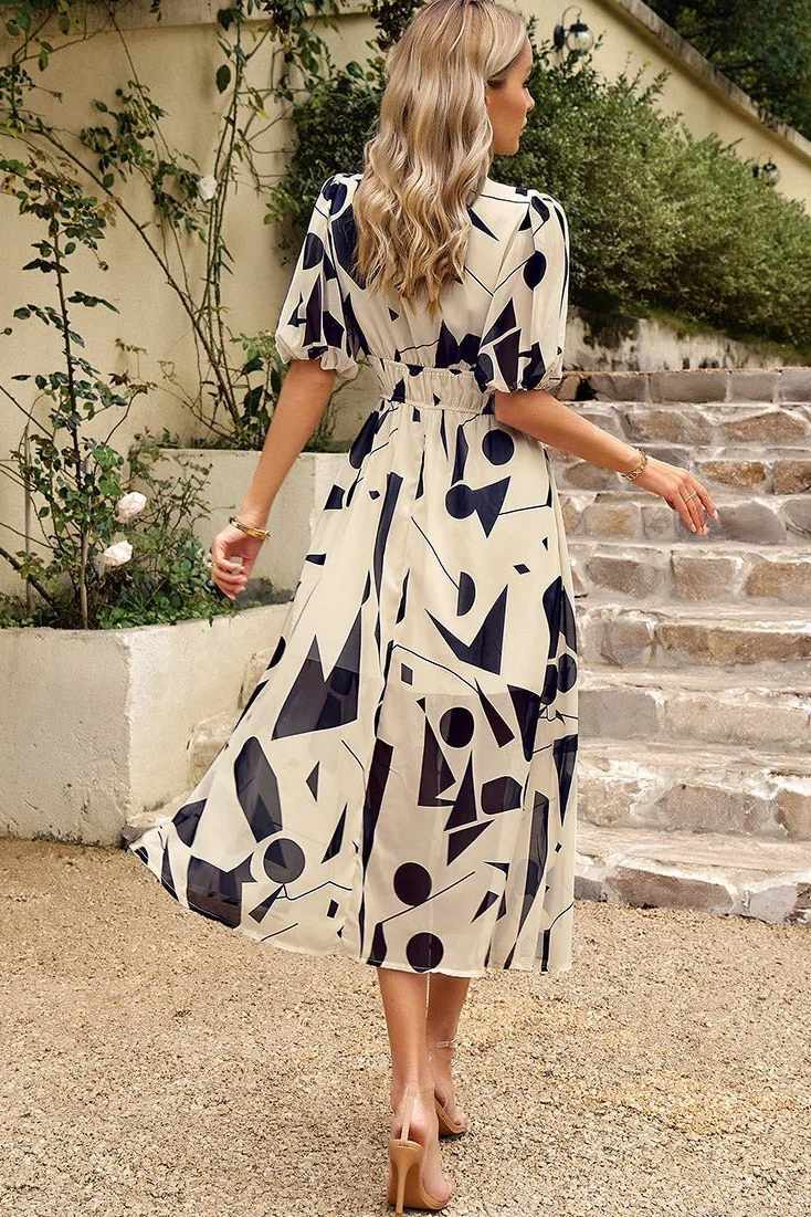 Manon | Floral Puff-Sleeve Midi Dress