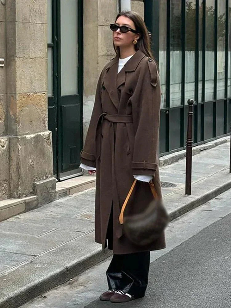 Cecilia - Women's mid-length coat with belt and buttons - photo 6
