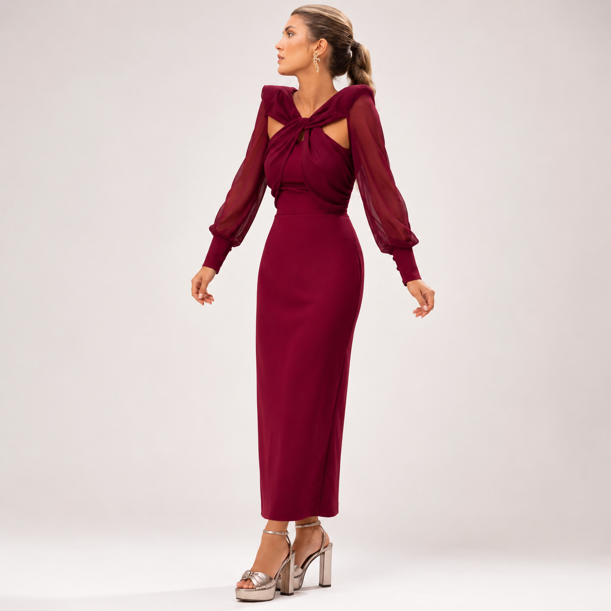 Marcella - Women's Midi Dress with Long Sleeves - photo 6