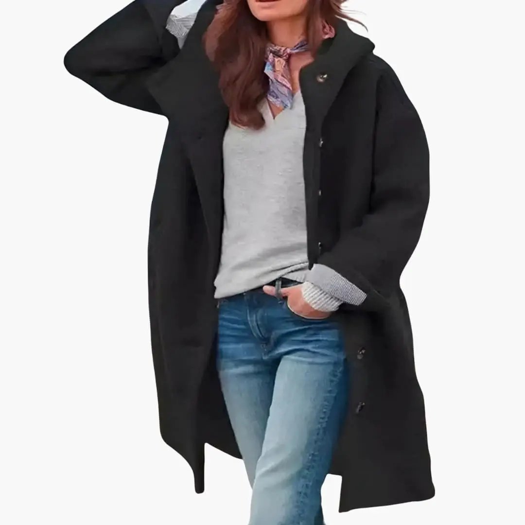 Marcella - Women's Relaxed Coat with Hood - photo 3