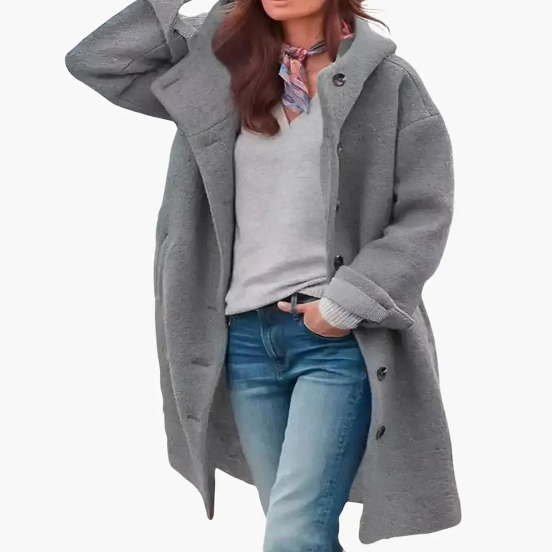 Marcella - Women's Relaxed Coat with Hood - photo 4