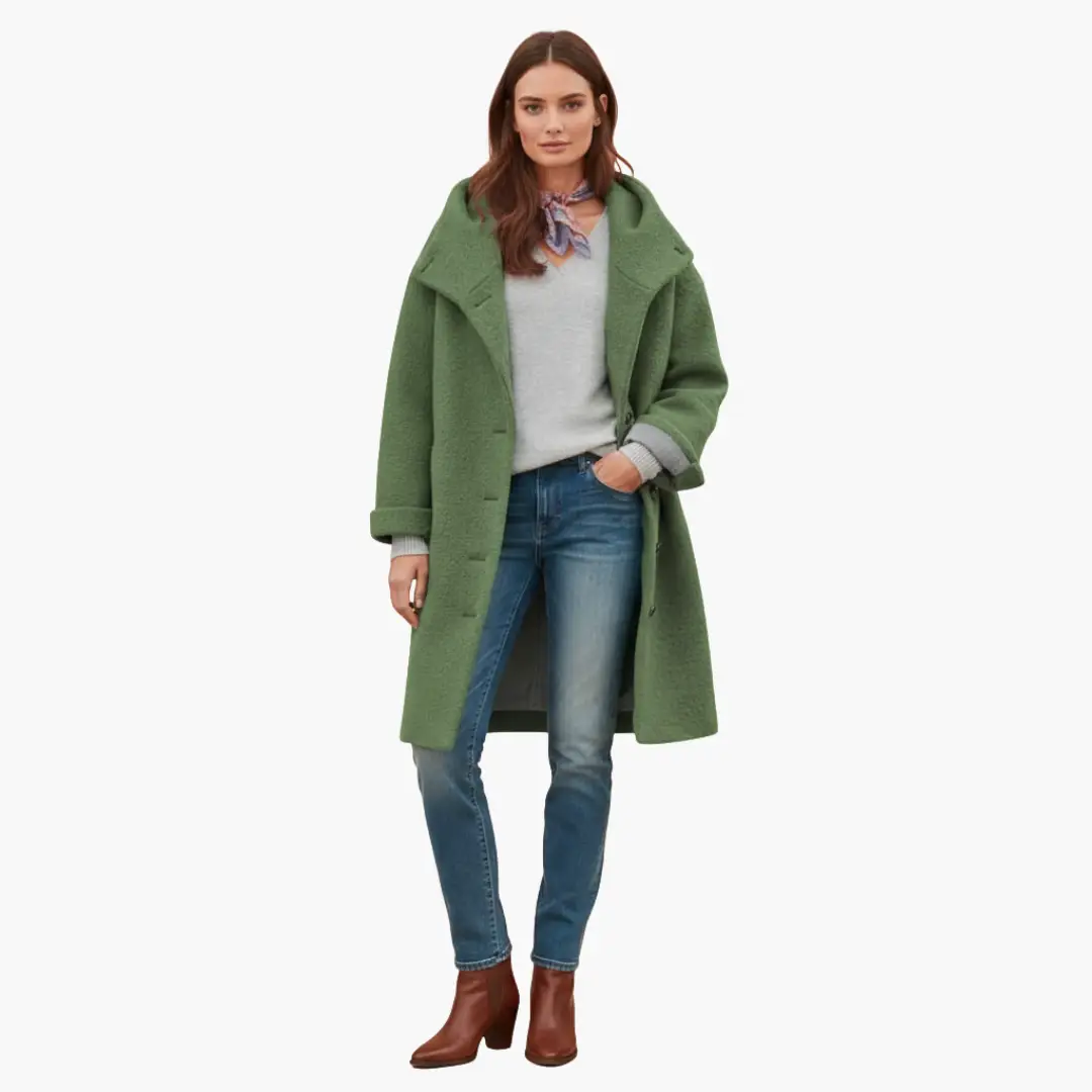 Marcella - Women's Relaxed Coat with Hood - photo 7