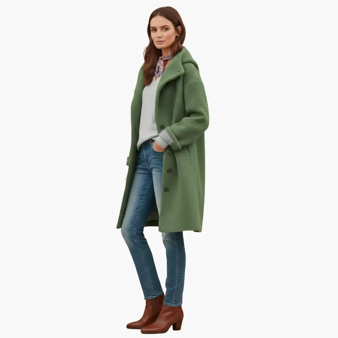 Marcella - Women's Relaxed Coat with Hood - photo 8