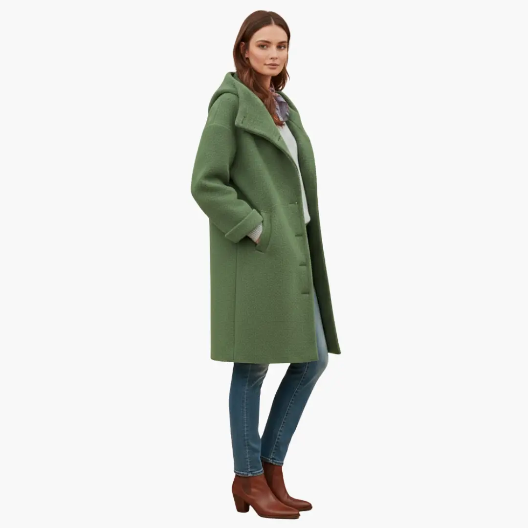 Marcella - Women's Relaxed Coat with Hood - photo 9