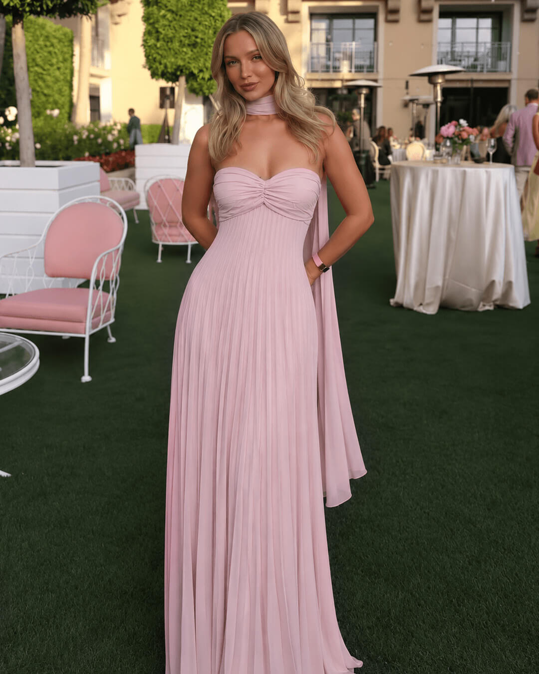 Margot - Women's Mesh Maxi Dress with Sleeveless Cut - photo 1