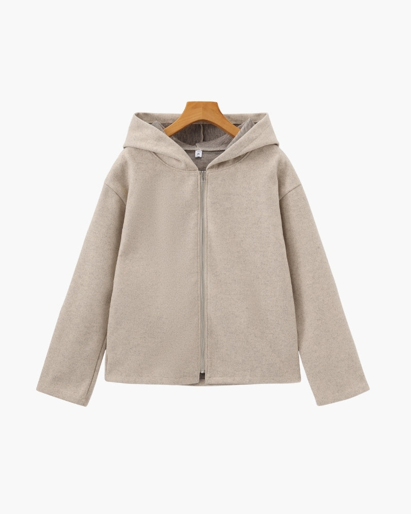 Women's Hooded Wool Zip Coat